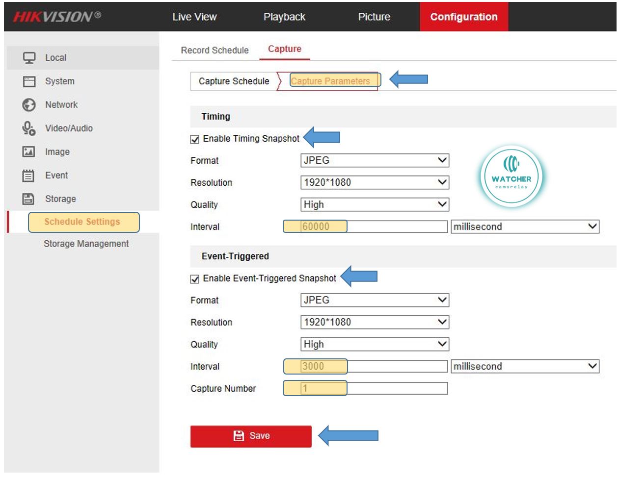 Hikvision capture parameters