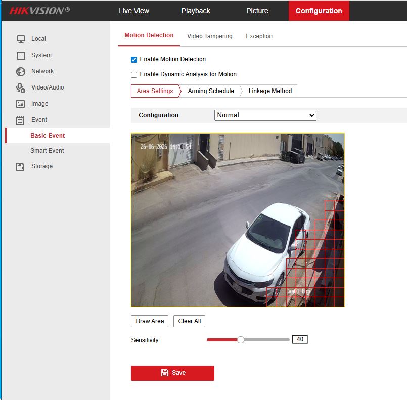 Hikvision motion zone